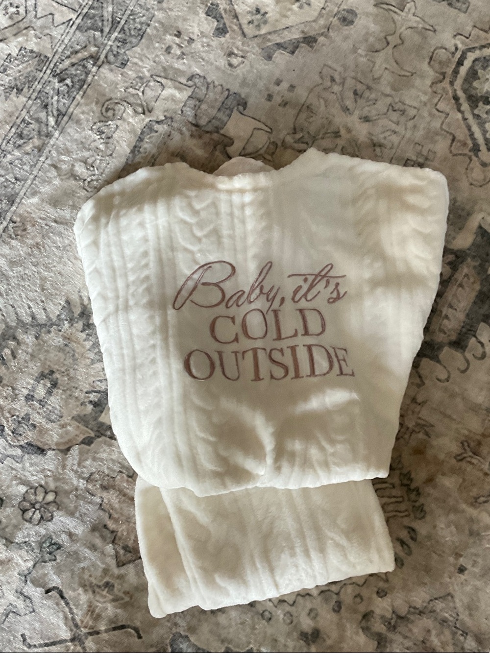 Cream Quilted Kids Pajama Set with Pink Text - Cozy Sleepwear